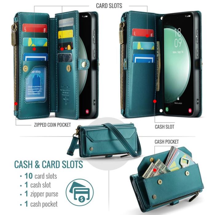 Caseme - CASEME Plånboksfodral Konstläder för Samsung Galaxy S23 FE - Grön