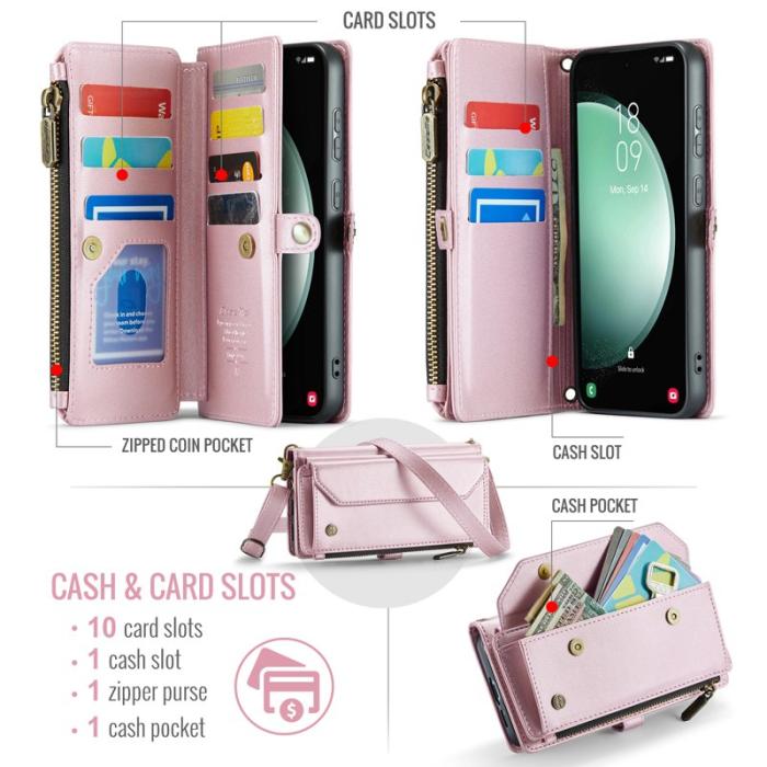 Caseme - CASEME Plånboksfodral Konstläder för Samsung Galaxy S23 FE - Rosa