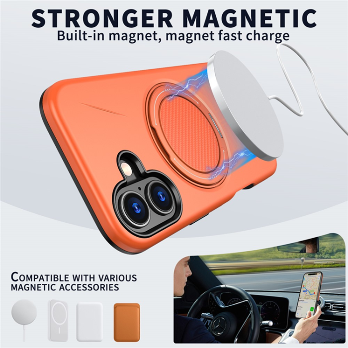 A-One Brand - iPhone 17 Mobilskal MagSafe Rotating Kickstand - Orange
