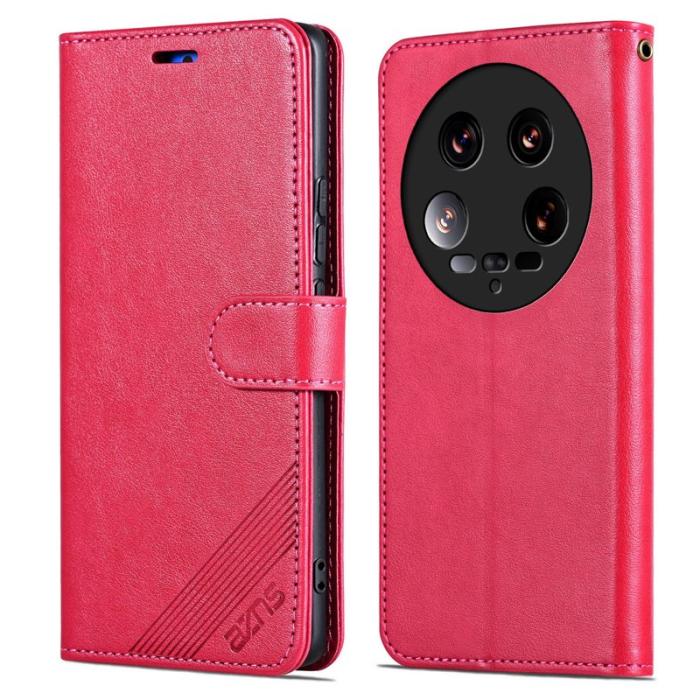 AZNS - AZNS Xiaomi 14 Ultra Plånboksfodral Ställ Stötsäker Konstläder - Röd
