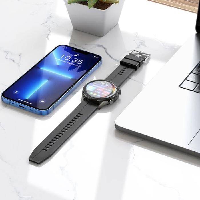 Hoco - Hoco Smart Watch med samtalsfunktion Y7 Pro - metallgrå