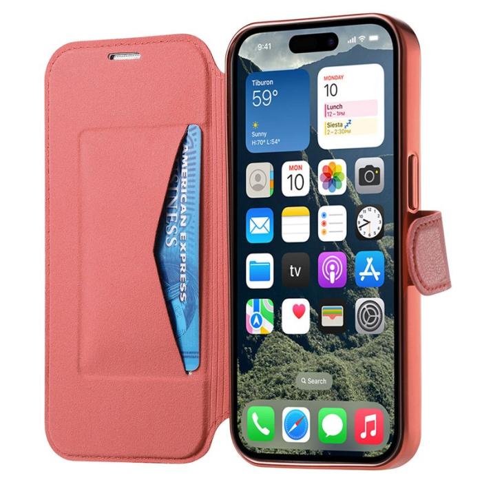 CASENEO - CASENEO Mobilskal till iPhone 16 Pro TPU Inre - Äkta läder - Röd