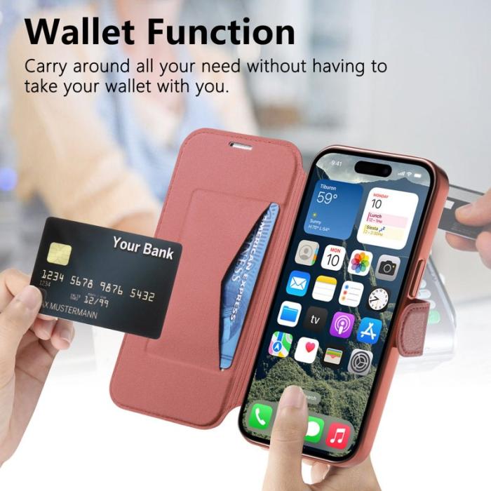 CASENEO - CASENEO Mobilskal till iPhone 16 Pro TPU Inre - Äkta läder - Röd