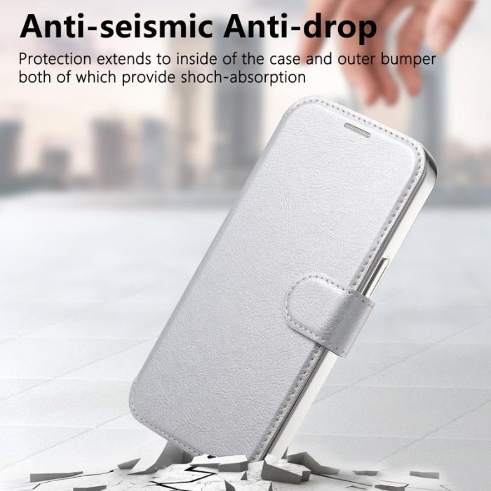CASENEO - CASENEO Mobilskal till iPhone 16 Pro TPU Inre - Äkta läder - Silver