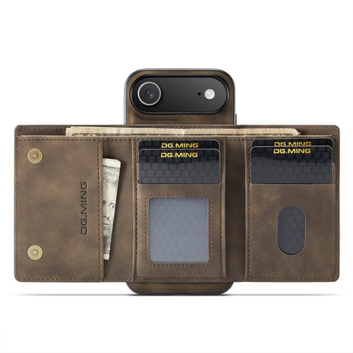 DG.MING - DG.MING iPhone Air Konstläder Plånboksfodral Kickstand Brun