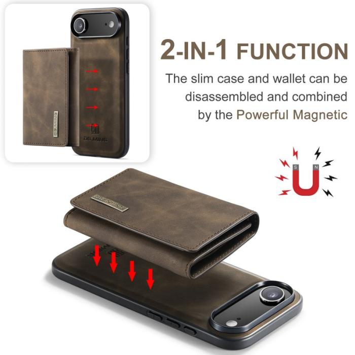 DG.MING - DG.MING iPhone Air Konstläder Plånboksfodral Kickstand Brun