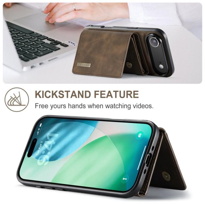 DG.MING - DG.MING iPhone Air Konstläder Plånboksfodral Kickstand Brun