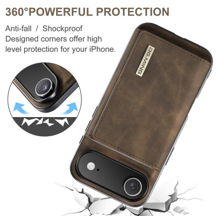 DG.MING - DG.MING iPhone Air Konstläder Plånboksfodral Kickstand Brun