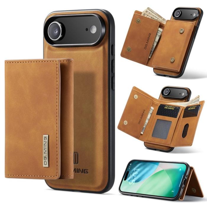 DG.MING - DG.MING iPhone Air Konstläder Plånboksfodral Kickstand PU - Brun