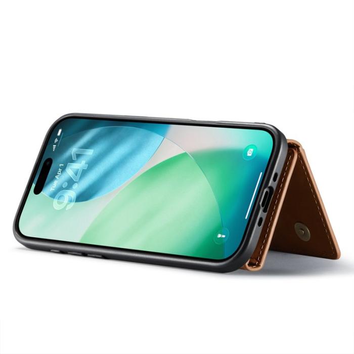 DG.MING - DG.MING iPhone Air Konstläder Plånboksfodral Kickstand PU - Brun