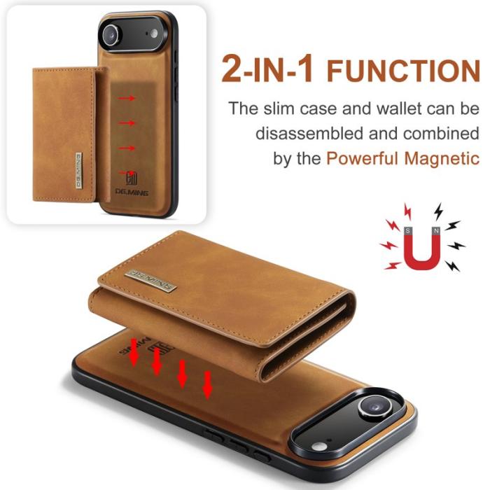 DG.MING - DG.MING iPhone Air Konstläder Plånboksfodral Kickstand PU - Brun