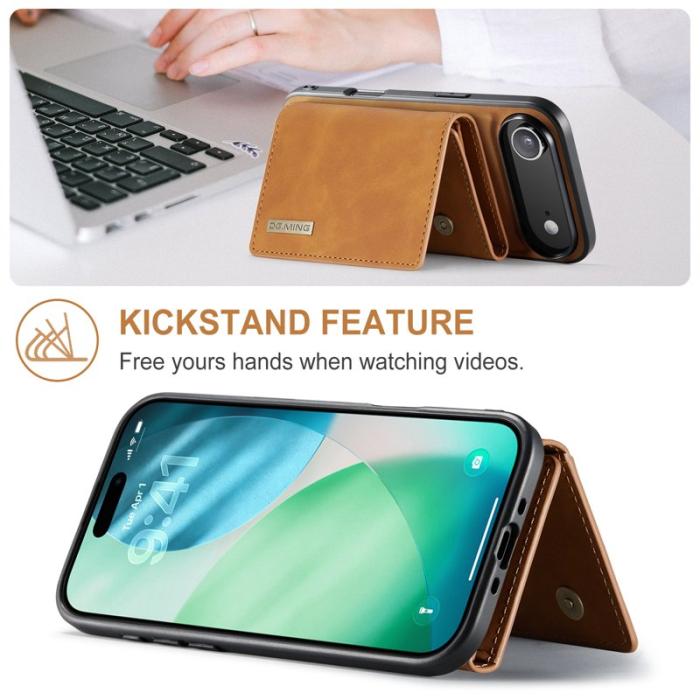 DG.MING - DG.MING iPhone Air Konstläder Plånboksfodral Kickstand PU - Brun