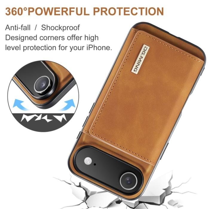 DG.MING - DG.MING iPhone Air Konstläder Plånboksfodral Kickstand PU - Brun