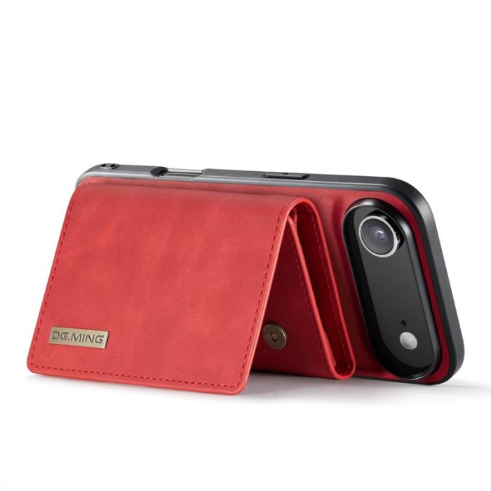 DG.MING - DG.MING iPhone Air Konstläder Plånboksfodral Kickstand PU Röd