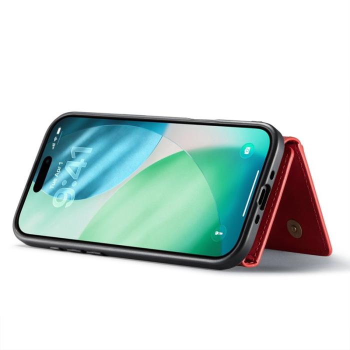 DG.MING - DG.MING iPhone Air Konstläder Plånboksfodral Kickstand PU Röd