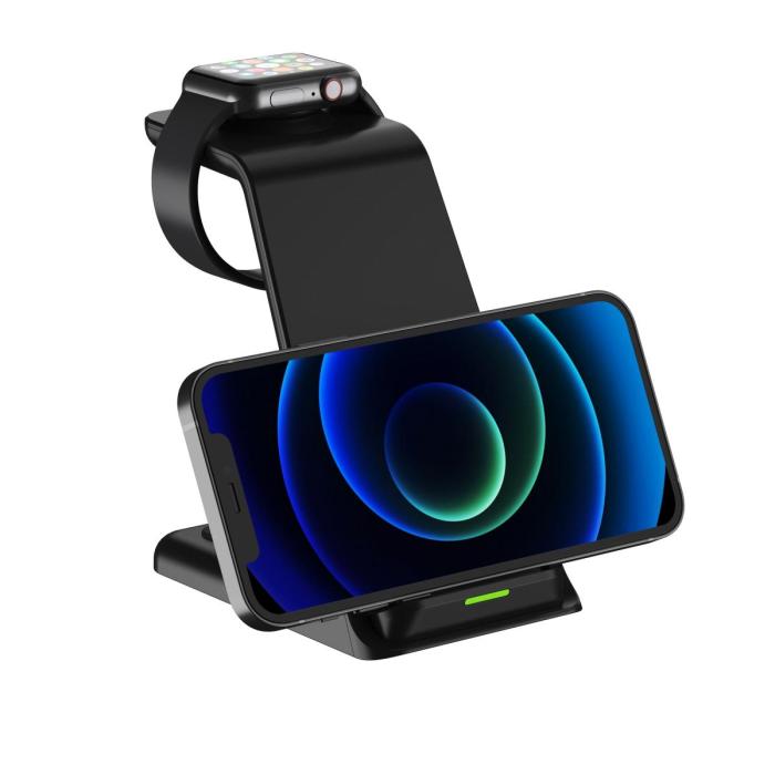 SiGN - SiGN 3in1 15W Trådlös laddare iPhone - Apple Watch - AirPods - Svart
