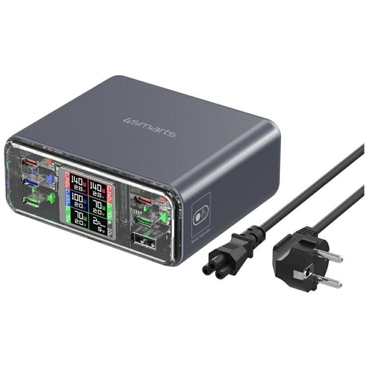 4smarts Laddningsstation 360W 5xUSB-C 1xUSB-A Lucid GaN DIY - Grå