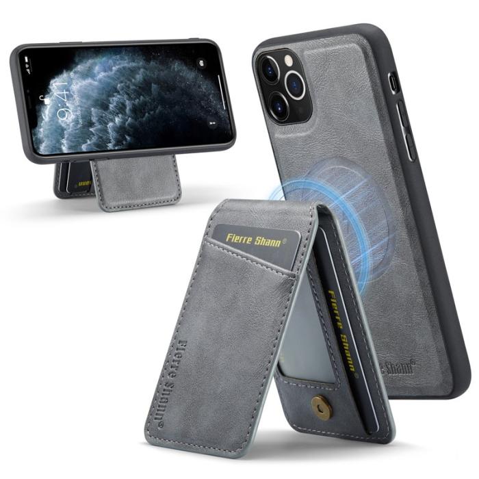 FIERRE SHANN - FIERRE SHANN 025 Fodral för iPhone 11 Pro Max KonstLäder - Grå