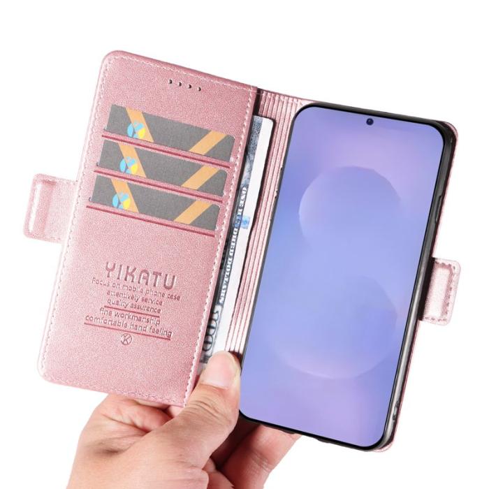 YIKATU - YIKATU Samsung Galaxy S26 Plus Plånboksfodral Konstläder Ställfunktion Roséguld