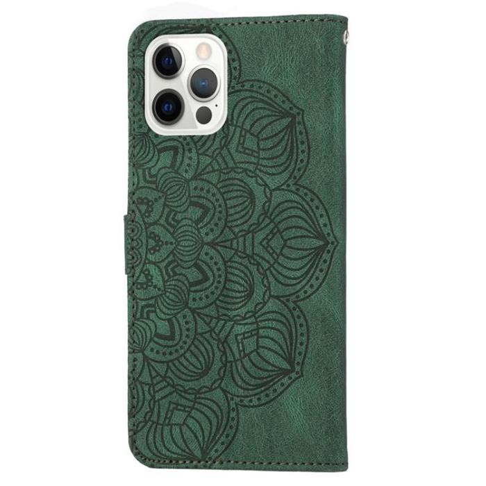 A-One Brand - iPhone 14 Pro Plånboksfodral Mandala Flower - Grön