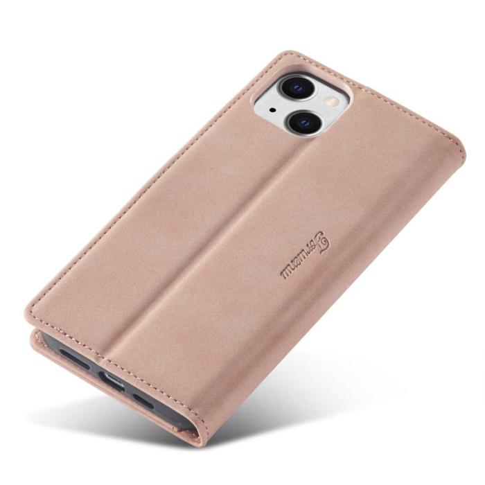 FORWENW - FORWENW iPhone 15 Plånboksfodral Konstläder Ställ - Roséguld