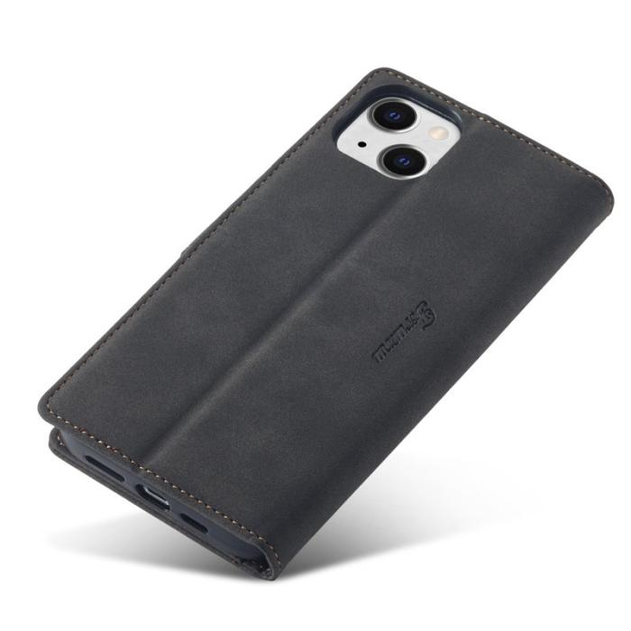 FORWENW - FORWENW iPhone 15 Plånboksfodral Konstläder Ställ - Svart