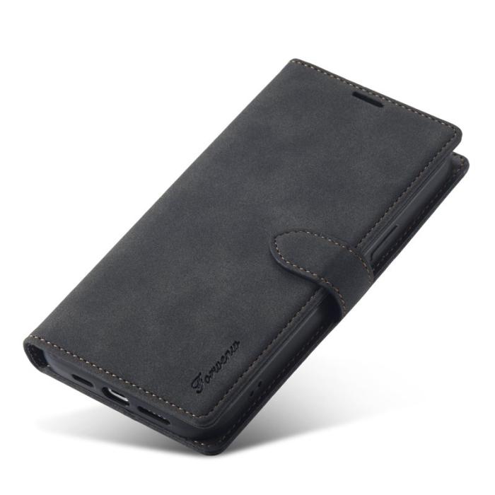 FORWENW - FORWENW iPhone 15 Plånboksfodral Konstläder Ställ - Svart