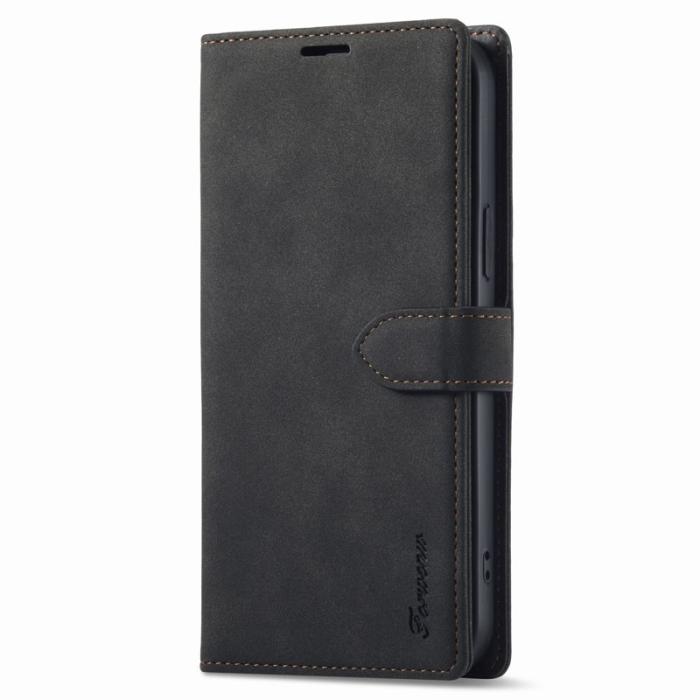 FORWENW - FORWENW iPhone 15 Plånboksfodral Konstläder Ställ - Svart