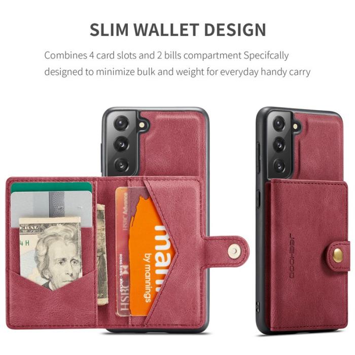 JEEHOOD - JEEHOOD Magnetic Wallet Mobilskal för Samsung Galaxy S21 FE 5G - Röd