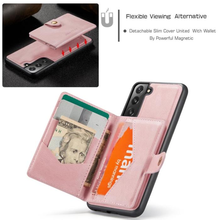 JEEHOOD - JEEHOOD Magnetic Wallet Mobilskal för Samsung Galaxy S21 FE 5G - Roséguld