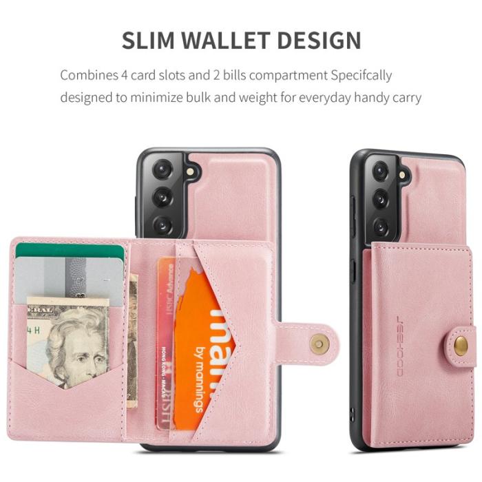 JEEHOOD - JEEHOOD Magnetic Wallet Mobilskal för Samsung Galaxy S21 FE 5G - Roséguld