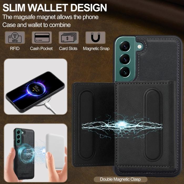 LC.imeeke - LC.IMEEKE L5 för Samsung Galaxy S22 5G Fodral KonstLäder - Svart