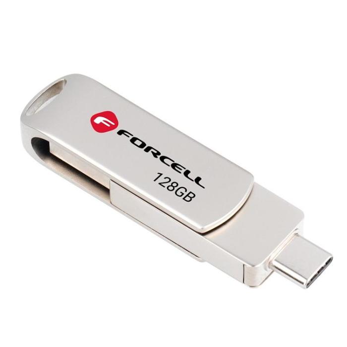 Forcell - Forcell Pendrive 128GB USB 3.2 Gen 1(USB-A/USB-C) - Silver
