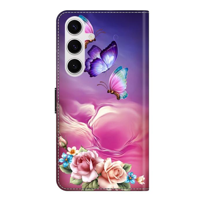 OEM - Samsung Galaxy S26 Fodral Mönstertryck Ställ Läder Flip - Blommor