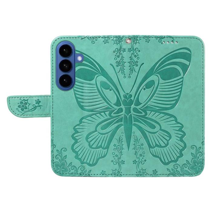OEM - Samsung Galaxy S26 Plus Skal Fjärilsmönster PU Läder Flip - Grön