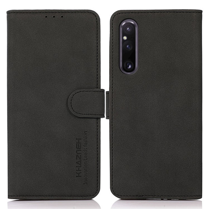 KHAZNEH - KHAZNEH Sony Xperia 1 V Plånboksfodral Textured Flip - Svart