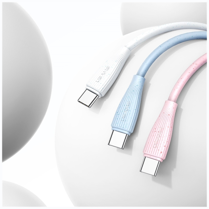 USAMS - Usams USB-A till USB-C Kabel 1m Green Series - Vit