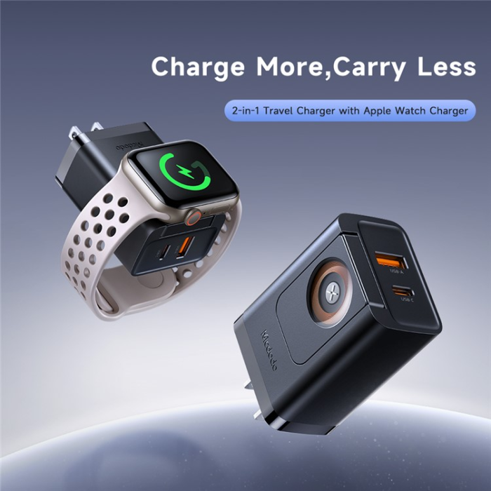 Joyroom - JOYROOM 2i1 Snabbladdare 30W USB-C/USB-A Watch Trådlös Laddare