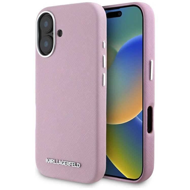 Karl Lagerfeld iPhone 16 Mobilskal MagSafe Saffiano Full Wrapped - Rosa | 2353 | AlltMobil