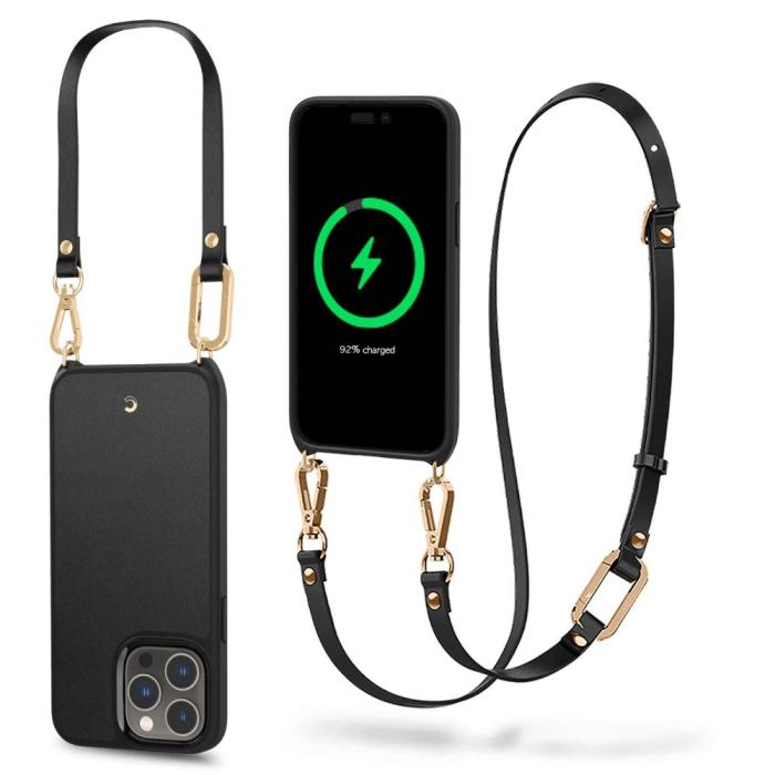 Spigen - Spigen iPhone 14 Pro Magsafe Skal med Halsband Cyrill Charm - Svart