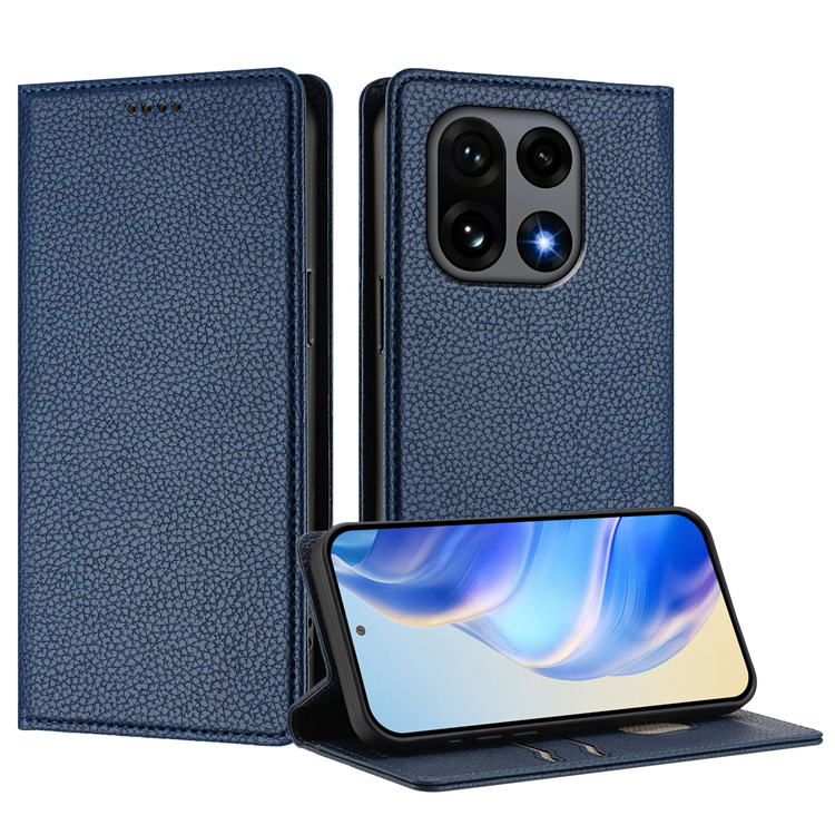 OnePlus 15 Plånboksfodral RFID-Skydd Litchi Konstläder (Mörkblå) | 2353 | AlltMobil