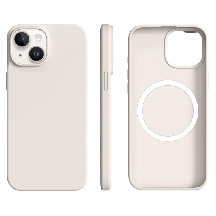 iPhone 14/13 Mobilskal MagSafe Ultra Thin Silicone (Antique Vit) | 2353 | AlltMobil