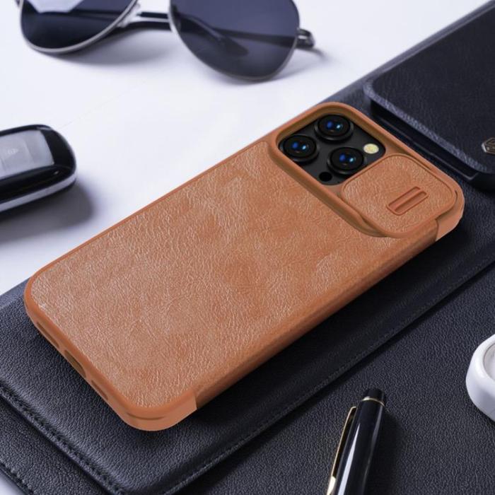 Nillkin - Nillkin iPhone 14 Pro Plånboksfodral QinPro Läder - Brun