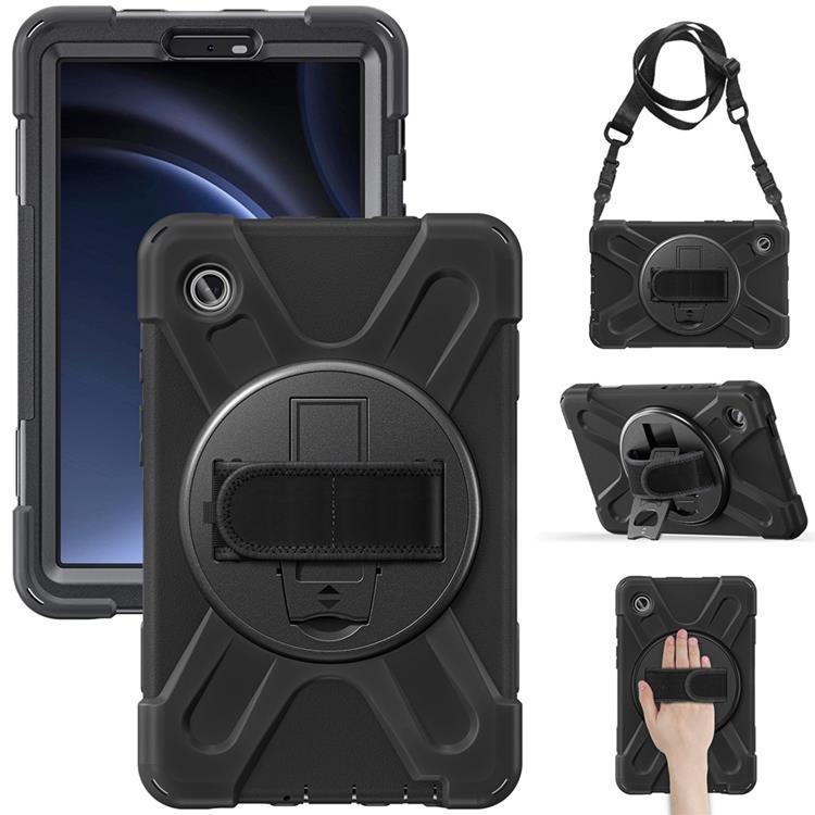 Mobilskal till Galaxy Tab A9 Kickstand Handrem Med Axelrem (Svart) | 2353 | AlltMobil