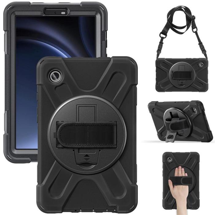 A-One Brand - Galaxy Tab A9 Skal Kickstand Handrem Med Axelrem - Svart