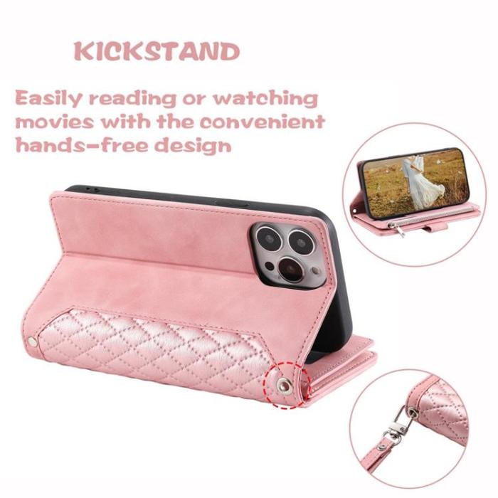 OEM - iPhone 14 Pro Max Plånboksfodral Rhombus - Rosa