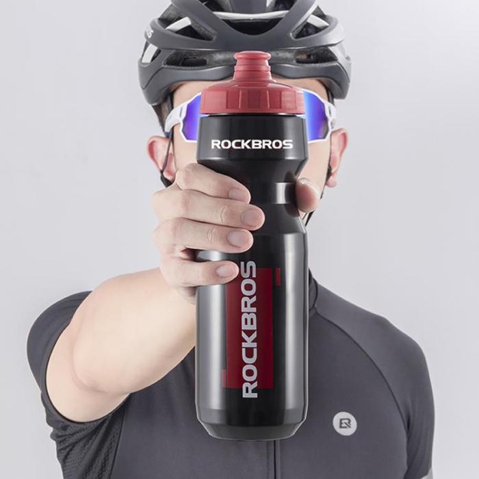 Rockbros - Rockbros Cykelflaska 750 ml - Genomskinlig Svart med Rött Munstycke