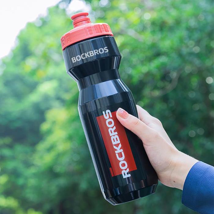 Rockbros - Rockbros Cykelflaska 750 ml - Genomskinlig Svart med Rött Munstycke