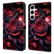 OEM - Samsung Galaxy S26 Fodral M&ouml;nstertryck St&auml;ll L&auml;der Flip - Svart Ros
