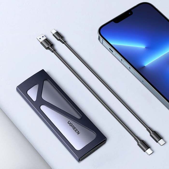 Ugreen - Ugreen Skivhus för 10 Gbps-enhet M.2 NVMe Med USB-C / USB-A Kablar - Svart